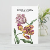 チューリップエレガントペアヴィンテージフローラ庭園の結婚式 招待状 (スタンド正面)