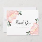 チューリップエレガント赤面ピンクフローラ悔やみや弔慰葬儀 サンキューカード (正面)