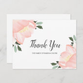 チューリップエレガント赤面ピンクフローラ悔やみや弔慰葬儀 サンキューカード (正面/裏面)