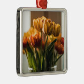 チューリップオレンジ色の花 メタルオーナメント (右)