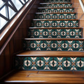 チューリップオンブルーシンメトリカルアールヌーボーセラミックタイル タイル