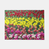 チューリップカラフルガーデンフローラへようこそ ドアマット (正面)