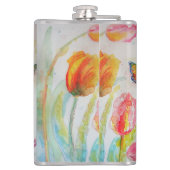 チューリップカラフルバタフライ水色カスタマイズ可能 フラスク (裏面)