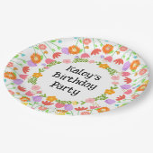 チューリップカラフルバースデーパーティー紙プレート ペーパープレート (アングル)