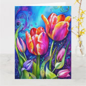 チューリップカラフルフラワーカード カード (黄色い花)