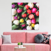 チューリップカラフルフラワーズイースター春 キャンバスプリント (インサイチュ (リビング))