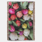 チューリップカラフルフラワーズイースター春 スローブランケット (正面縦)