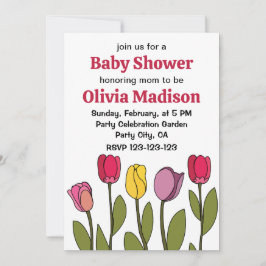 チューリップカラフルフローラチューリップベビーシャワー 招待状