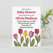チューリップカラフルフローラチューリップベビーシャワー 招待状 (スタンド正面)