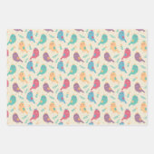 チューリップカラフル付き子供かわいい鳥 ラッピングペーパーシート (正面)