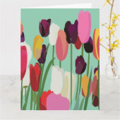 チューリップカラフル花フローラチューリップ挨拶 カード (黄色い花)