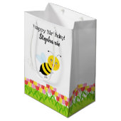 チューリップガーデンでミツバチ ミディアムペーパーバッグ (正面アングル)