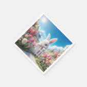 チューリップガーデンのイースターバニー スタンダードカクテルナプキン (角)