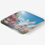 チューリップガーデンのイースターバニー ペーパープレート (傾斜あり)