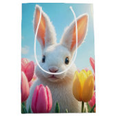 チューリップガーデンのイースターバニー ミディアムペーパーバッグ (正面)