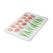 チューリップガーデンプリントインコーラルオレンジ&グリーン バスマット (アングル)
