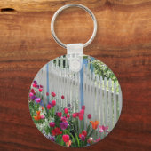 チューリップガーデンホワイトピケットフェンスMay NJの写真 キーホルダー (正面)