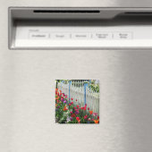 チューリップガーデンホワイトピケットフェンスMay NJの写真 マグネット (インサイチュ (食洗機))