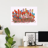 チューリップガーデンボタニカルアートプリント ポスター (ホームオフィス)