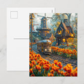 チューリップガーデン村のミニチュアトロリー シーズンポストカード (正面/裏面)