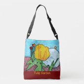 チューリップガーデン深いレッド クロスボディバッグ (裏面)