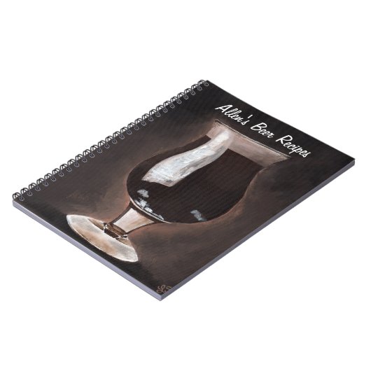 チューリップグラスのパータースタウトのアートにダーク絵画ビール ノートブック (左側)