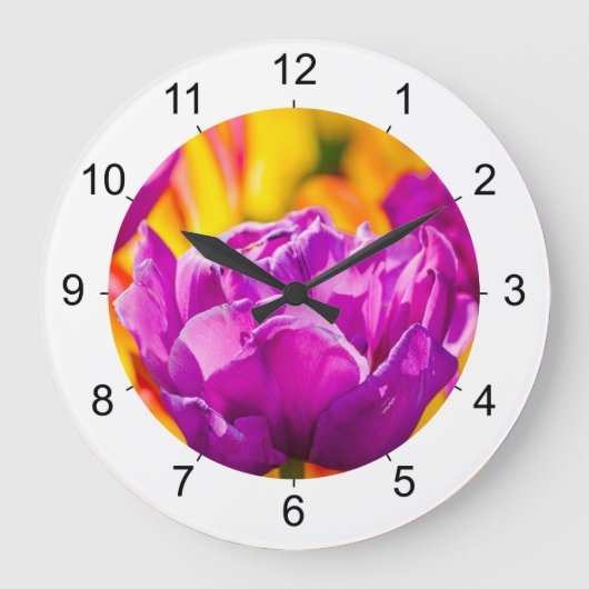 チューリップスエンチント紫 ラージ壁時計 (正面)