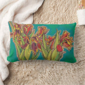 チューリップスケッチ開花春の花フローラアート ランバークッション (ブランケット)