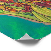 チューリップスケッチ、春の花フローラアー絵画ト ポスター (角)