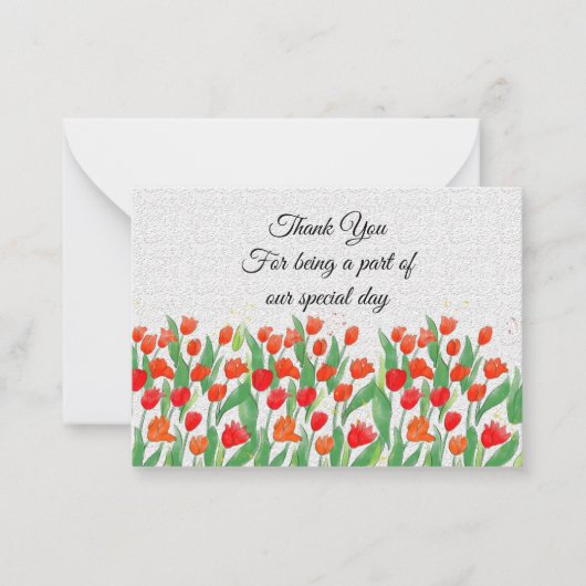 チューリップスフラワーオン春サンキューカード ノートカード (正面)