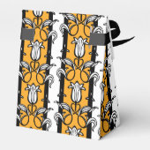 チューリップダマスクイエロー白黒パターン(の模様が)あるギフトボックス フェイバーボックス (裏面サイド)