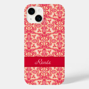 チューリップダマスクパターン赤いオレンジ色の名前 Case-Mate iPhone 14ケース