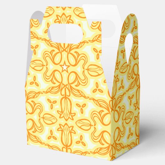 チューリップダマスク黄パターン（の模様が）ある春またはイースターボックス フェイバーボックス (オープン)