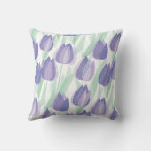 チューリップデザイン淡い色の：バイオレットフローラ。 クッション (裏面)