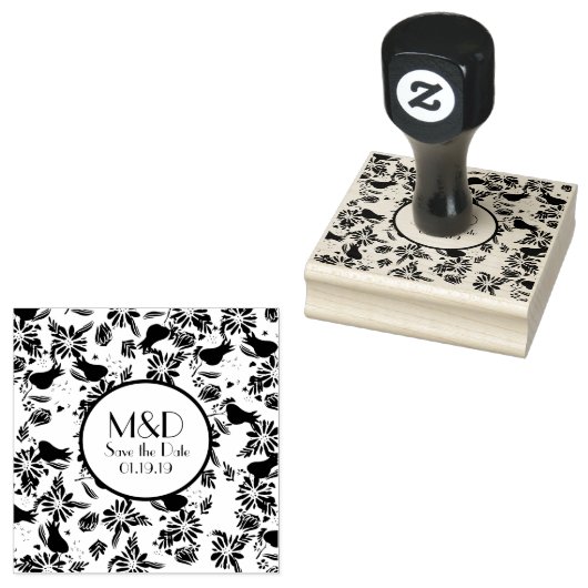 チューリップバラガーデンセーブ結婚ザデイトイニシャル ラバースタンプ (押印)