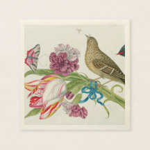 チューリップバードバタフライファインアート紙ナプキンス