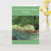 チューリップパッチの誕生日の願い カード (黄色い花)