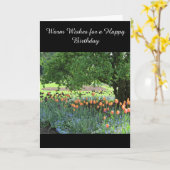 チューリップパッチ誕生日ウィッシュ カード (黄色い花)