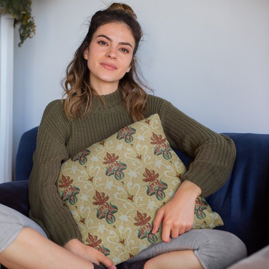 チューリップビクトリアンリーフフローラモチーフリビングルーム クッション