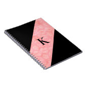 チューリップピンクろうけつ染めとブラックモノグラムの ノートブック (右側)