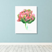 チューリップピンク緑の植物色 キャンバスプリント (インサイチュ (ウッドフロア))