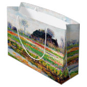 チューリップフィールドのオランダ、モネ大きいギフト ラージペーパーバッグ (裏面アングル)