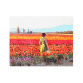 チューリップフィールドの午後 メタルプリント