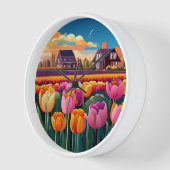 チューリップフィールドクロックデザイン 壁時計 (傾斜)