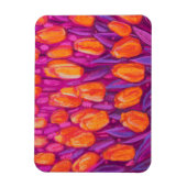 チューリップフィールド春の花オレンジピンクフローラアート マグネット (縦)