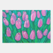 チューリップフィールド春の花フローラピンクレッドオレンジ ラッピングペーパーシート (正面)