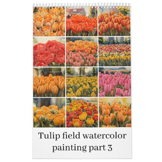 チューリップフィールド絵を描の水色の3 カレンダー (カバー)