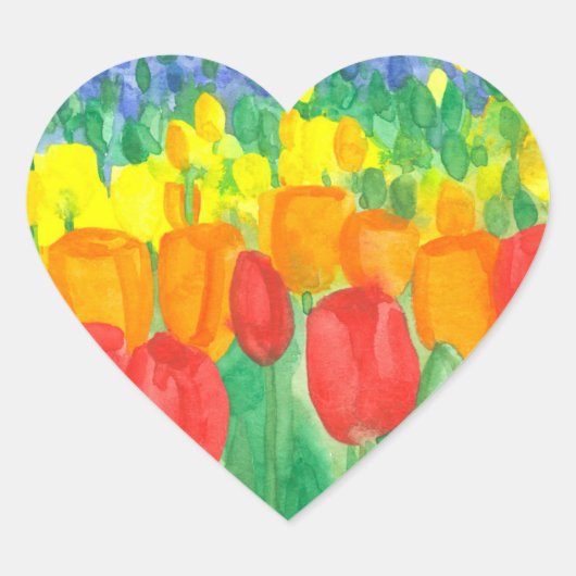 チューリップフィールド虹の色 ハートシール (正面)