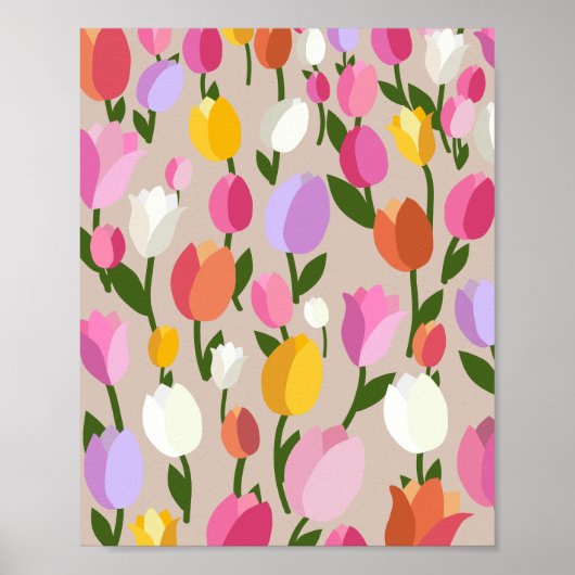 チューリップフィールド03カラフルフローラ ポスター (正面)