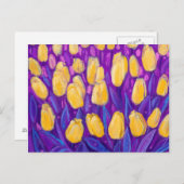 チューリップフィールド、春の花フローライエローバイオレット ポストカード (正面/裏面)